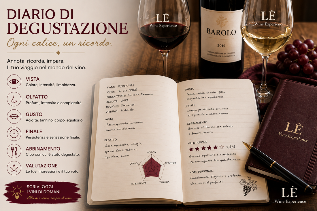 Diario degustazione vino: come ricordare ogni calice