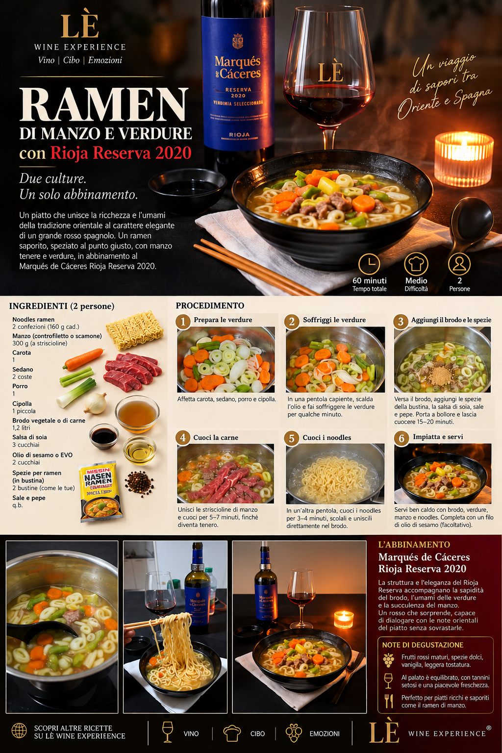 Ramen di Manzo e Verdure con Rioja Reserva